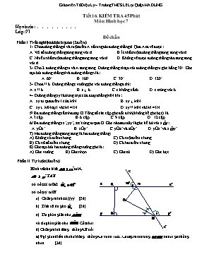 Tiết 16 Kiểm tra 45 phút môn Hình học 7